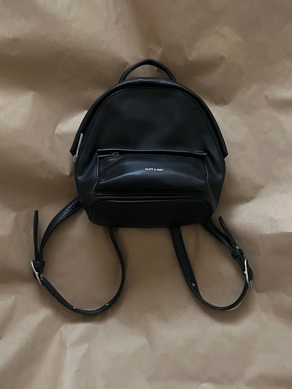 Matt & Nat Black Mini Vegan Leather Backpack